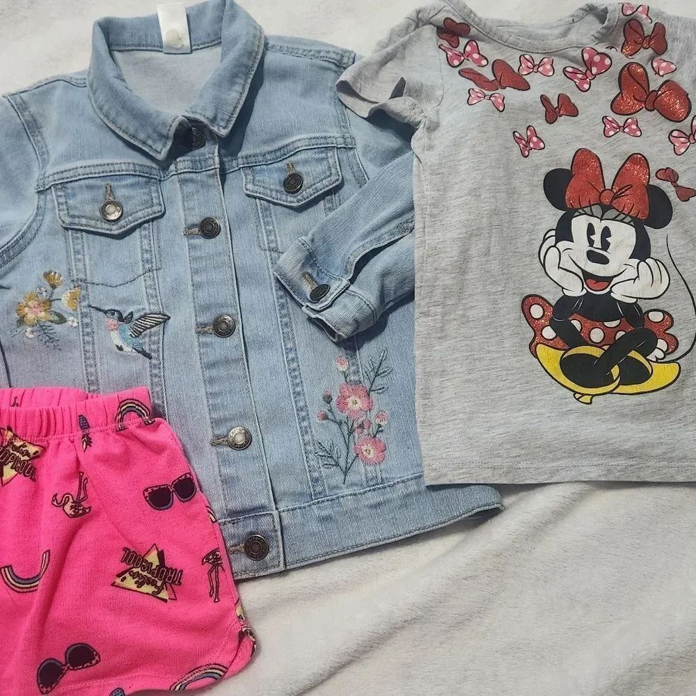Lot Of 3 Pieces Girl's 5 Charters, Tutu Counture, Arizona Jacket Shorts, T-shirt